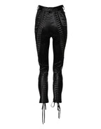 Black Lace Details High Waist Skinny Pants