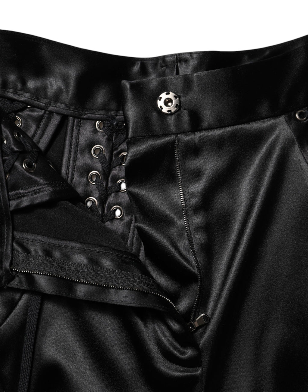 Black Lace Details High Waist Skinny Pants