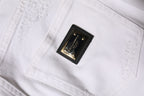 White Tattered Cotton High Waist Denim Jeans