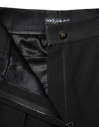Black Wool High Waist Skinny Pants