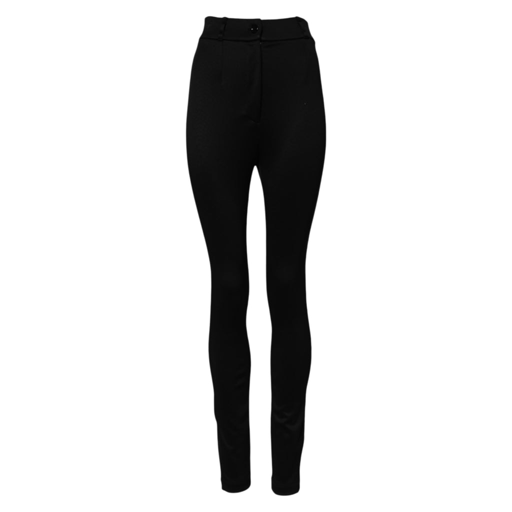Black Nylon High Waist Skinny Leggings Pants