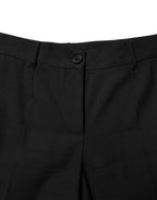 Black Wool High Waist Tapered Pants