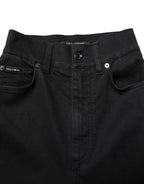 Black Cotton High Waist Skinny Denim Jeans