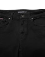 Black Cotton Skinny Mid Waist Denim Jeans