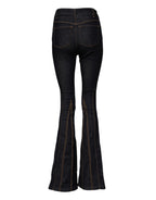 Black Cotton Mid Waist Bootcut Denim Jeans