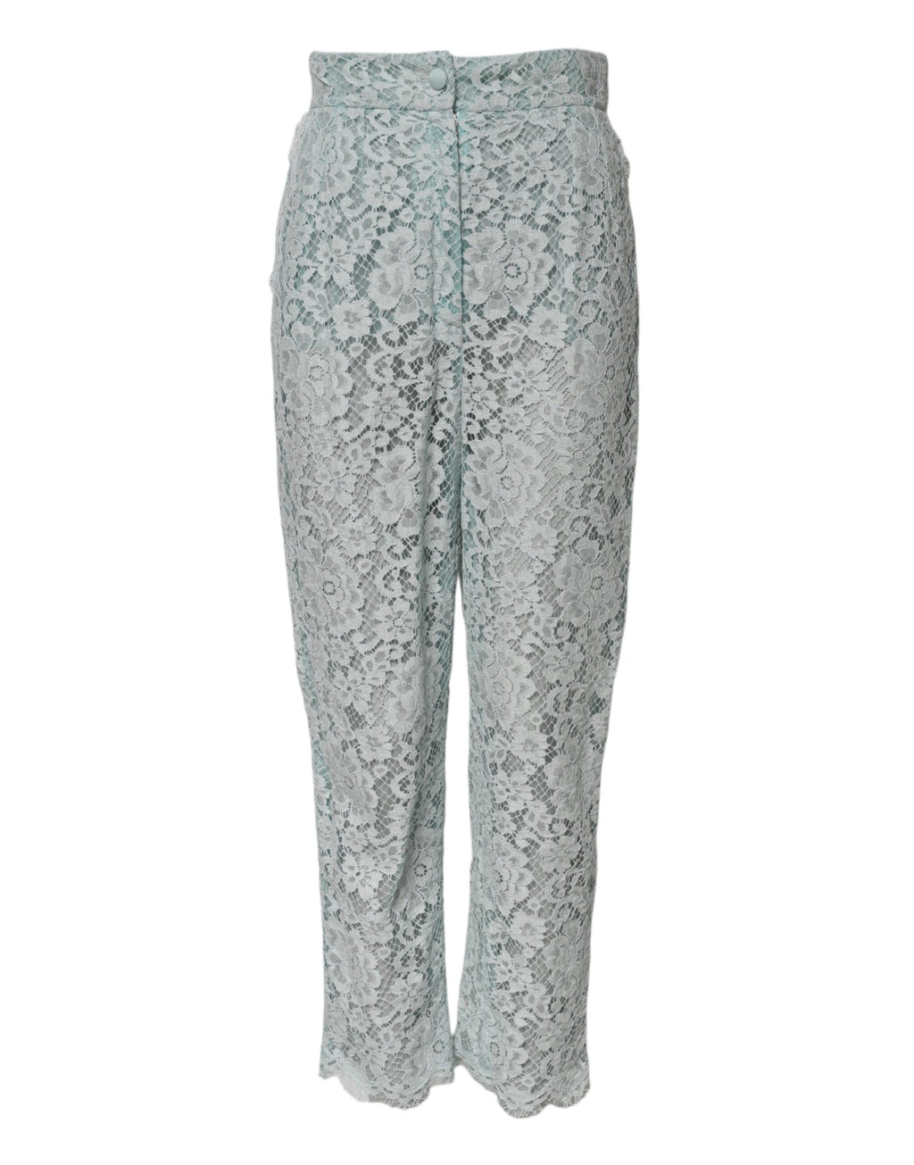 Mint Green Cotton Floral Lace Trousers Pants