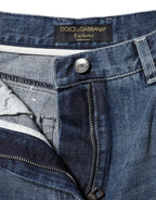 Blue Cotton High Waist Wide Leg Denim Jeans