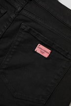 Black Cotton Skinny Mid Waist Denim Jeans