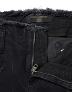 Black Cotton Tattered Skinny Denim Jeans