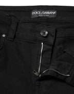 Black Cotton Skinny Mid Waist Denim Jeans