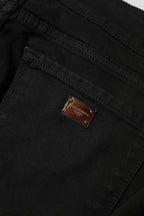 Black Cotton Skinny Mid Waist Denim Jeans