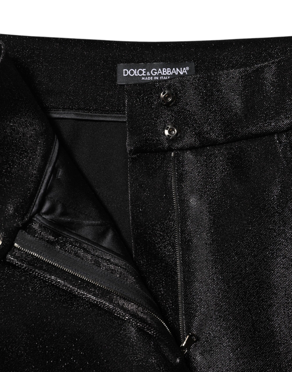 Black Cotton Stretch Lurex Thread Skinny Pants