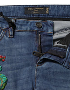 Blue Cotton Low Waist Skinny Denim Jeans