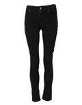 Black Cotton Skinny Mid Waist Denim Jeans