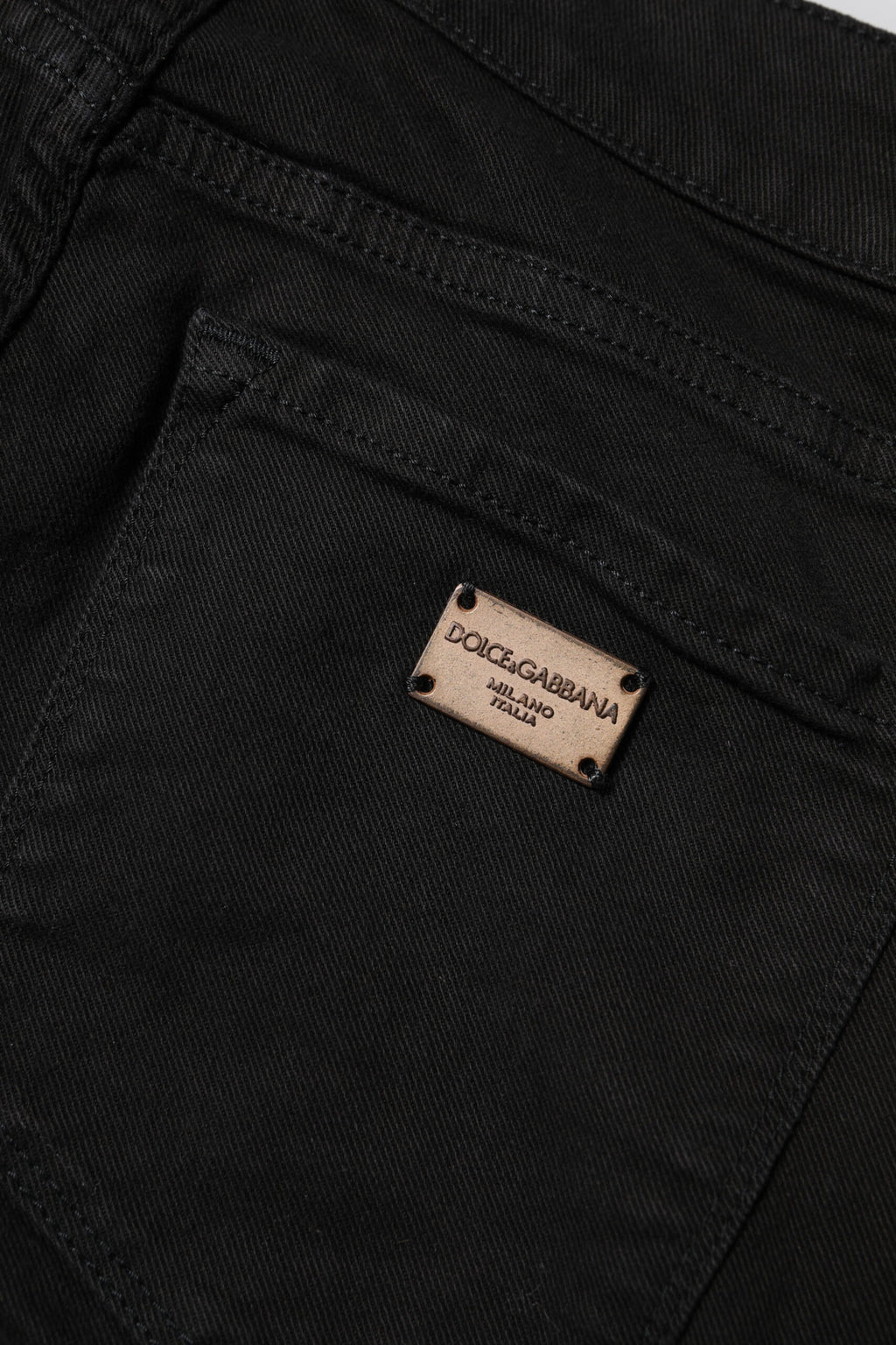 Black Cotton Skinny Mid Waist Denim Jeans