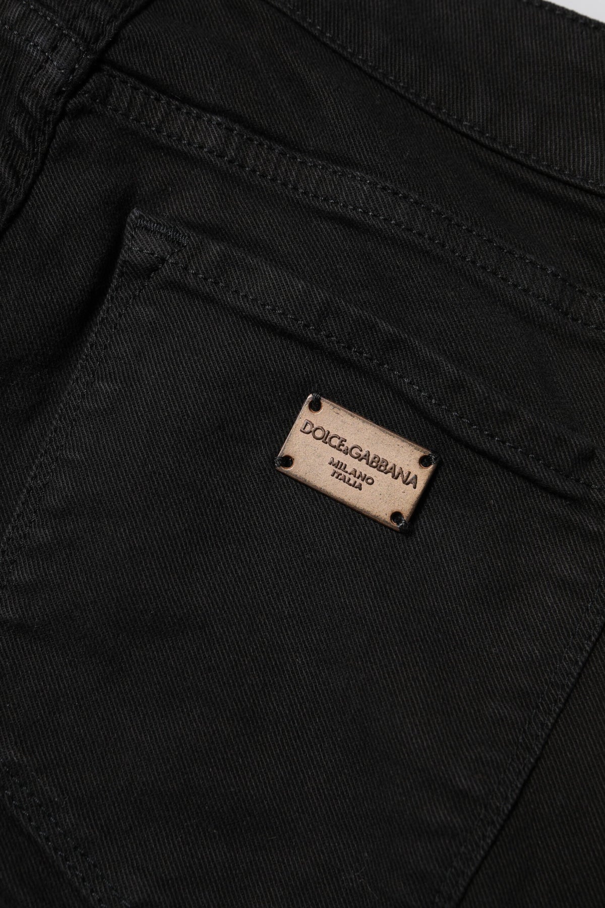 Black Cotton Skinny Mid Waist Denim Jeans