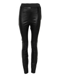 Black Leather Elastic Waist Pants
