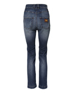 Blue Rhinestone Embellished Denim Jeans