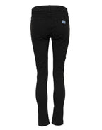 Black Cotton Logo Skinny Mid Waist Denim Jeans