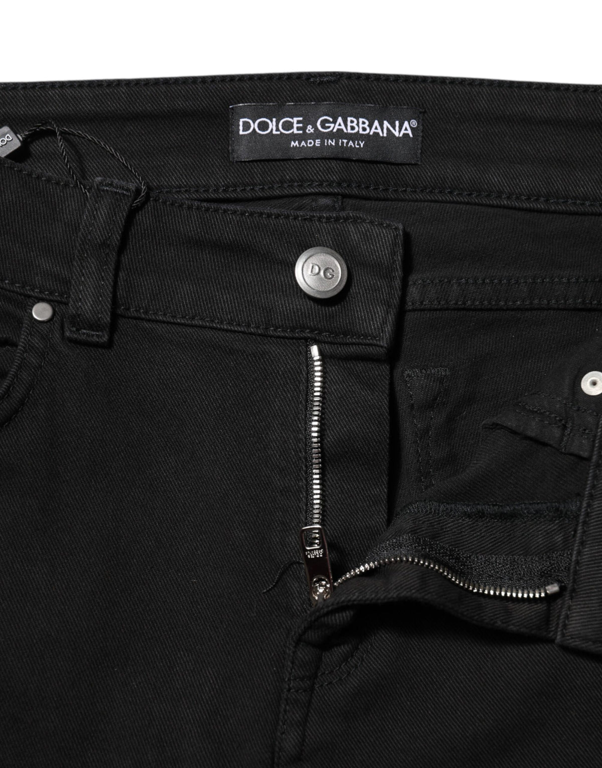 Black Cotton Logo Skinny Mid Waist Denim Jeans