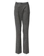 Gray Checkered High Waist Flared Pants