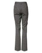 Gray Checkered High Waist Flared Pants