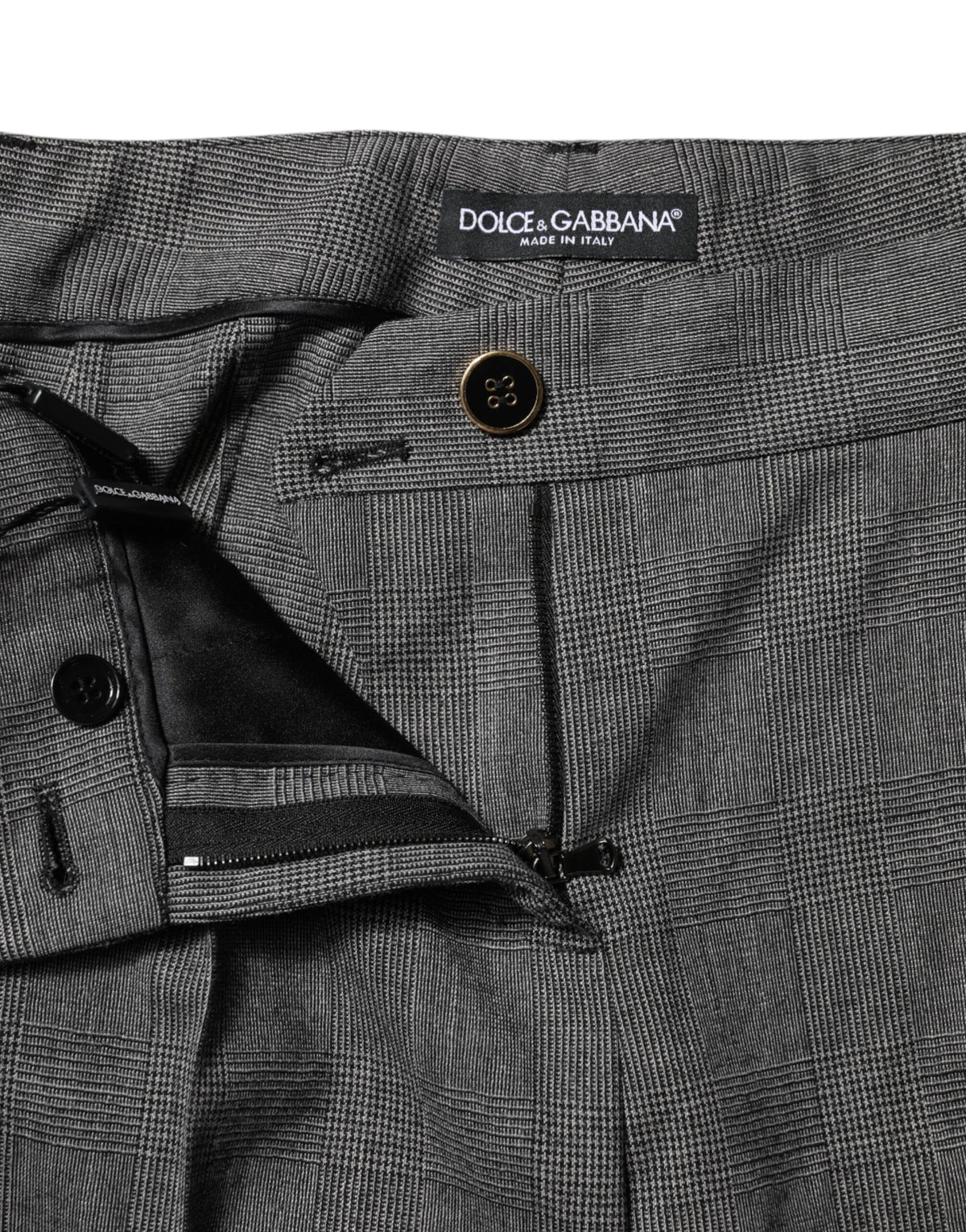 Gray Checkered High Waist Flared Pants
