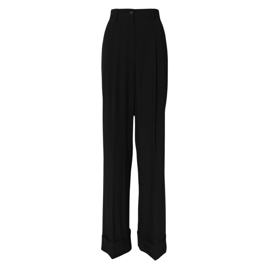 Black Wool High Waist Formal Pants
