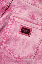 Pink Tie Dye High Waist Tapered Denim Jeans