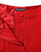 Red Viscose High Waist Tapered Pants