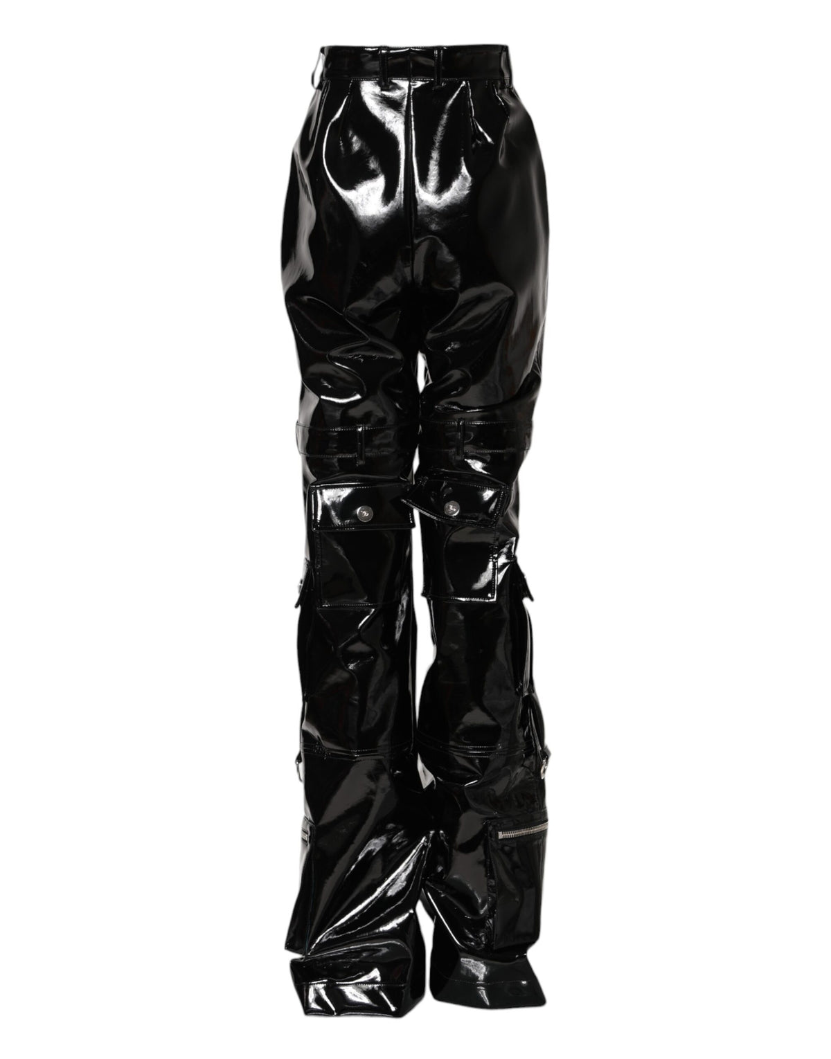 Black High Waist Cargo Bootcut Pants