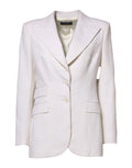 White Wool Single Breasted Women Coat Jacket