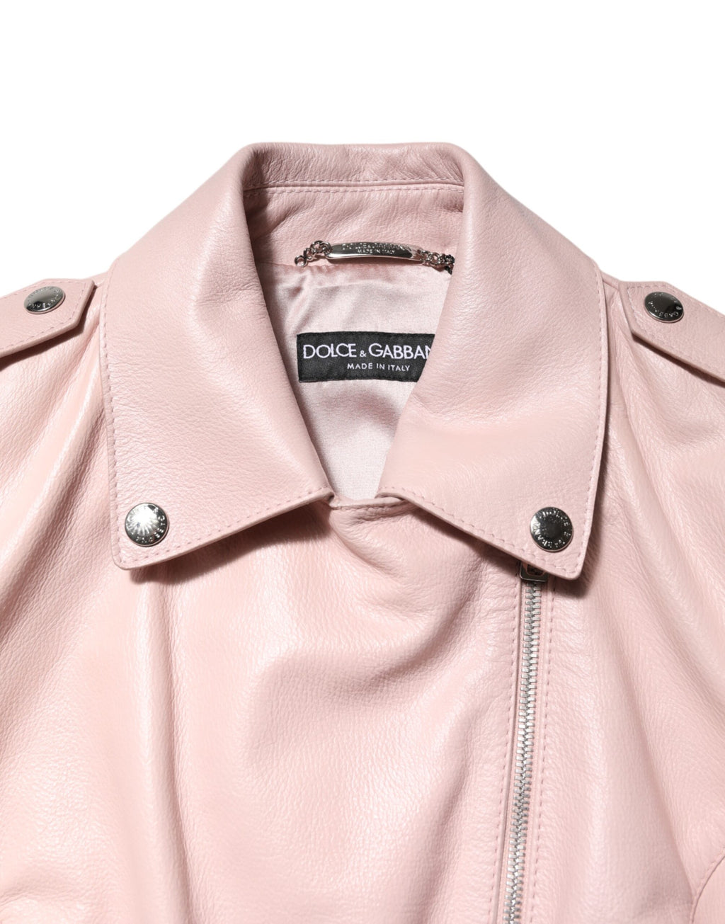 Light Pink Collar Leather Women Biker Jacket