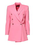 Pink Double Breasted Women Coat Jacket
