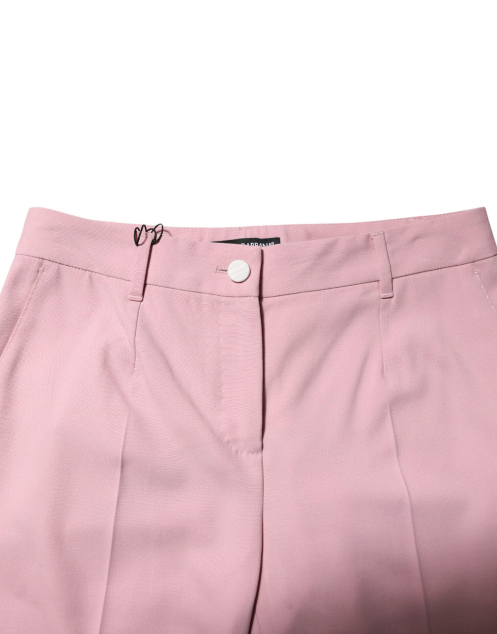 Pink Wool Mid Waist Tapered Pants