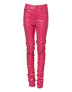 Pink Cotton High Waisted Skinny Denim Jeans