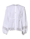 White Ruffled Lace Embellished Blouse Top