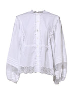 White Ruffled Lace Embellished Blouse Top