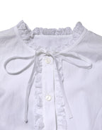 White Ruffled Lace Embellished Blouse Top