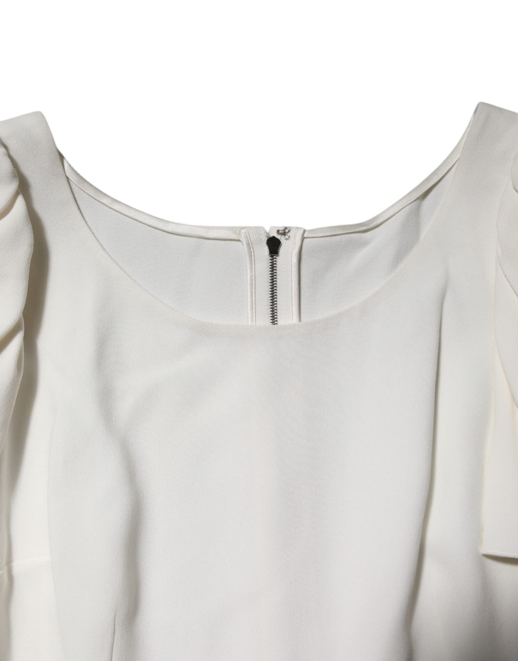 White Round Neck Short Sleeves Blouse Top