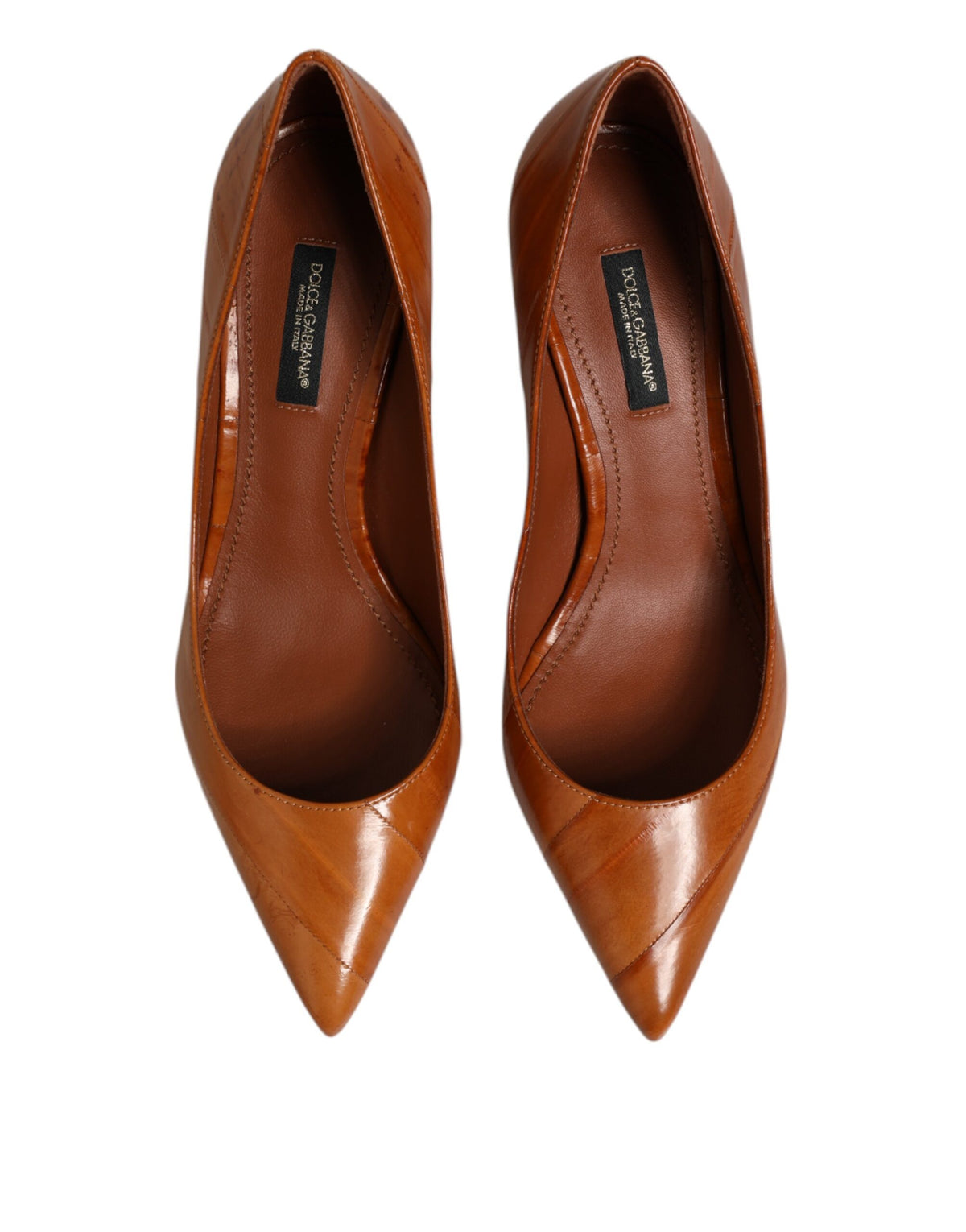 Brown Leather Stiletto Heel Pumps Shoes