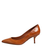 Brown Leather Stiletto Heel Pumps Shoes