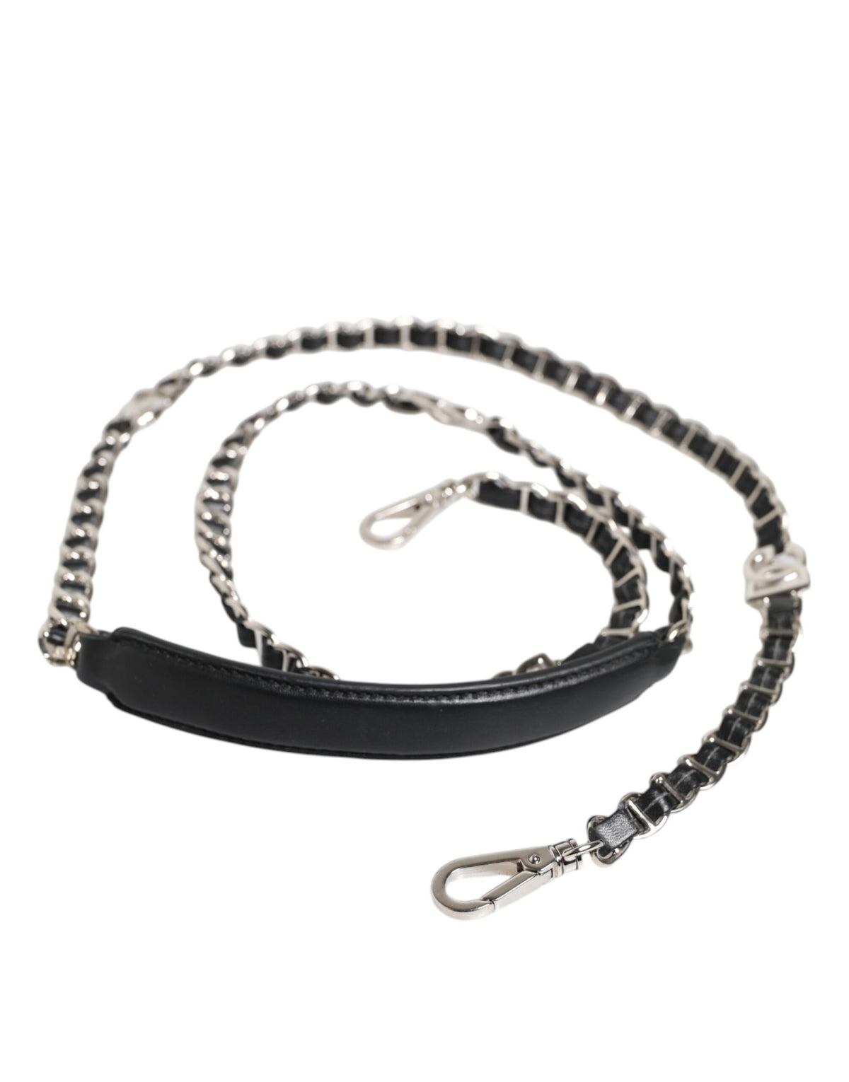Black Leather DG Logo Chain Bag Shoulder Strap