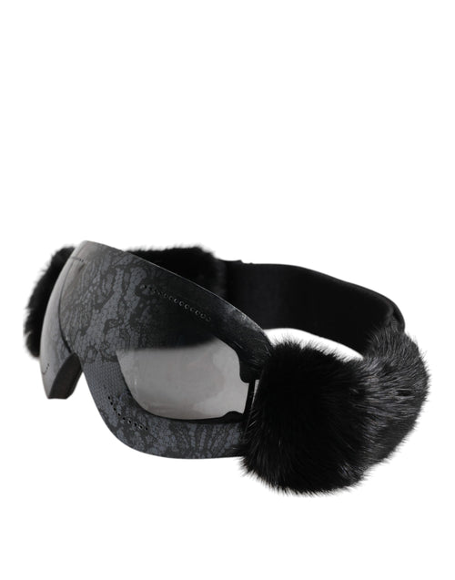 Black Bi0759 Lace Mirrored Ski Goggles Mask Sunglasses