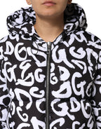 Black White DG Mania Hooded Long Coat Jacket