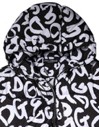 Black White DG Mania Hooded Long Coat Jacket