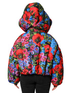 Multicolor Floral Hooded Puffer Coat Jacket