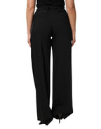 Black Wool High Waist Wide Leg Pants