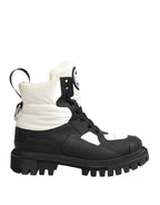 Black White Padded Lace Up Short Boots Shoes