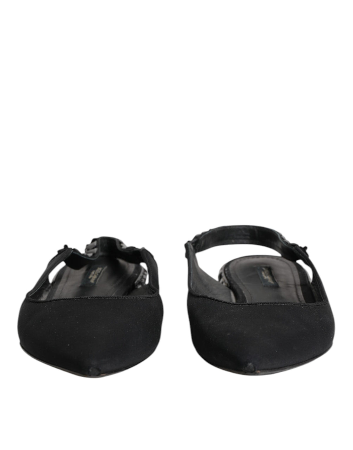 Black Crystal Charmeuse Slingback Shoes